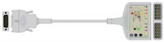 Cable troncal / latiguillos EKG, 10 derivaciones, estándar AHA – compatible con Mortara – ref. BKD-05A