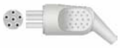 Cable troncal / latiguillos ECG, 3 derivaciones, estándar IEC, estilo de conector: Nihon Kohden – compatible con Colin/Omron