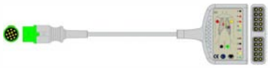 Cable troncal / latiguillos EKG, 10 derivaciones, estándar AHA – compatible con Fukuda – ref. BKD-33A