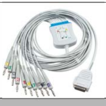 Cable EKG de una pieza, extremo paciente: banana 4,0 mm, estándar AHA – compatible con Burdick Eclipse4… – ref. BKY02-AB