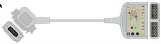 Cable troncal / latiguillos EKG, 10 derivaciones, estándar AHA – compatible con Hellige Siemens Hormann Bosch – ref. BKD-07RA