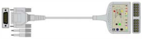Cable troncal / latiguillos EKG, 10 derivaciones, estándar AHA – compatible con Biolight – ref. BKD-21RA