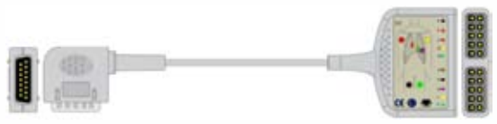 Cable troncal / latiguillos EKG, 10 derivaciones, estándar AHA – compatible con Kenz – ref. BKD-16RA