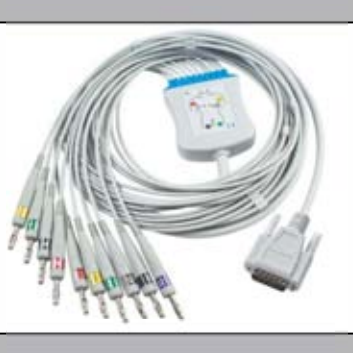 Cable EKG de una pieza, extremo paciente: banana 4,0 mm, estándar AHA – compatible con Carewell – ref. BKY30-AB