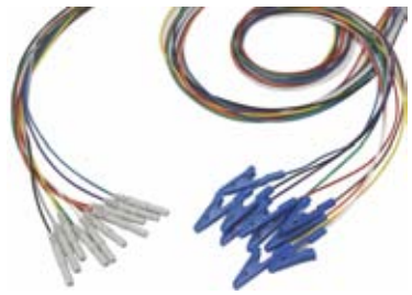 Cable EEG, conector DIN 1,5 mm, grabber, longitud 1,5 m, material: chapado en plata, empaque: 10 uds
