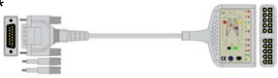 Cable troncal / latiguillos EKG, 10 derivaciones, estándar AHA – compatible con Biolight – ref. BKD-32A
