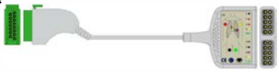 Cable troncal / latiguillos EKG, 10 derivaciones, estándar AHA – compatible con Fukuda – ref. BKD-23A
