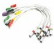 Accesorio ECG/EKG, adaptador banana 4 mm a pinza, L = 30 cm, AHA, estándar AHA