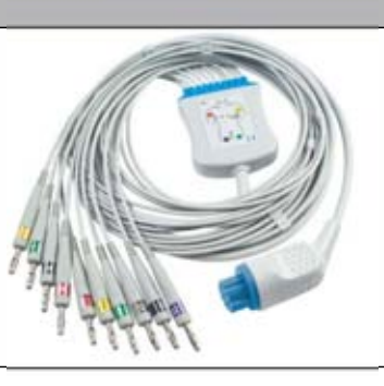 Cable EKG de una pieza, extremo paciente: banana 4,0 mm, estándar AHA – compatible con Datex – ref. BKY20-AB