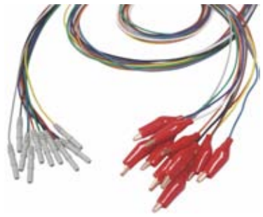 Cable EEG, conector DIN 1,5 mm, grabber con funda exterior blanda, longitud 1,5 m, material: chapado en plata, empaque: 10 uds