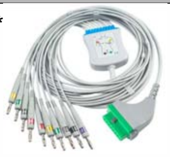 Cable EKG de una pieza, extremo paciente: banana 4,0 mm, estándar AHA – compatible con Fukuda – ref. BKY36-AB