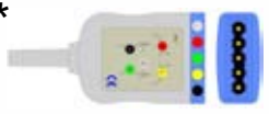 Cable troncal / latiguillos ECG, 3 derivaciones, estándar AHA, estilo de conector: EDG – compatible con Kontron