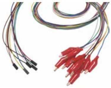 Cable EEG, conector DuPont 2 pines, grabber con funda exterior blanda, longitud 1,5 m, material: chapado en plata, empaque: 10 uds