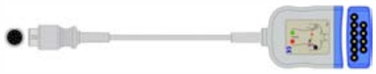 Cable troncal / latiguillos EKG, 10 derivaciones, estándar AHA – compatible con Philips (4+6 leadwires) – ref. BKD-13A