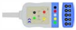 Cable troncal / latiguillos ECG, 3 derivaciones, estándar IEC, estilo de conector: EURO – compatible con Spacelabs