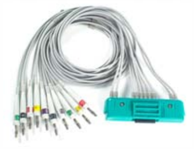 Cable EKG de una pieza, extremo paciente: banana 4,0 mm, estándar AHA – compatible con Fukuda / Nihon Kohden Japan