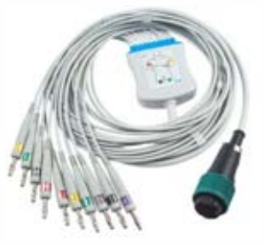 Cable EKG de una pieza, extremo paciente: banana 4,0 mm, estándar AHA – compatible con Saadat – ref. BKY35-AB