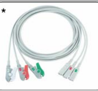 Cable troncal / latiguillos ECG, extremo paciente: grabber, 3 derivaciones, estándar AHA – compatible con IVY