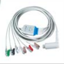 Cable EKG de una pieza, extremo paciente: banana 4,0 mm, estándar AHA – compatible con Corpuls – ref. BKY34-AB